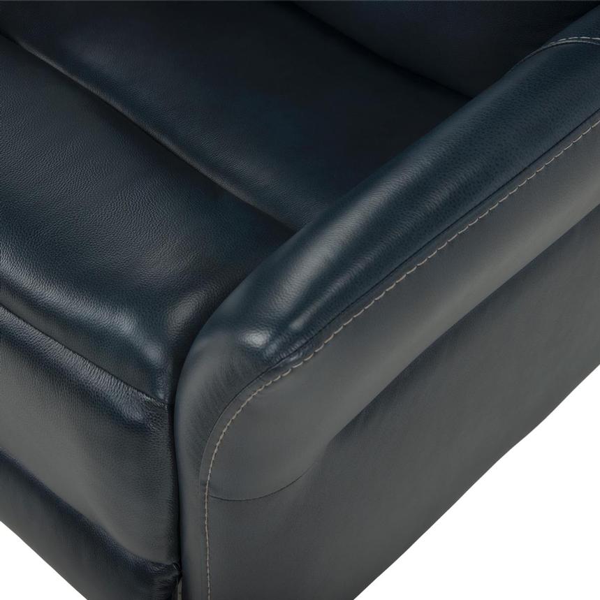 Serenity Blue Leather Power Recliner  alternate image, 9 of 12 images.