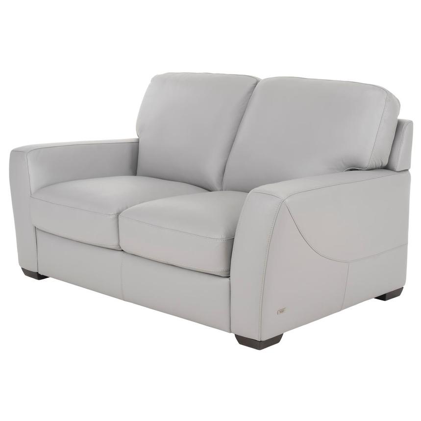 Amadeo Light Gray Leather Loveseat by Natuzzi Editions  main image, 1 of 8 images.