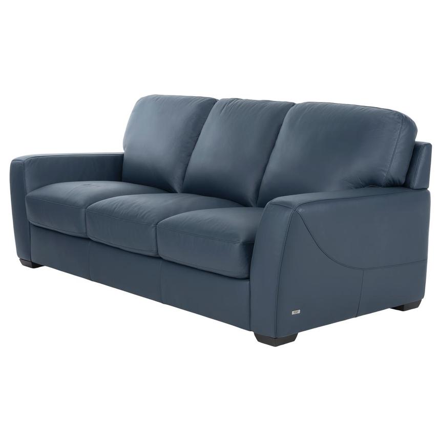 Amadeo Blue Leather Sofa by Natuzzi Editions  main image, 1 of 7 images.