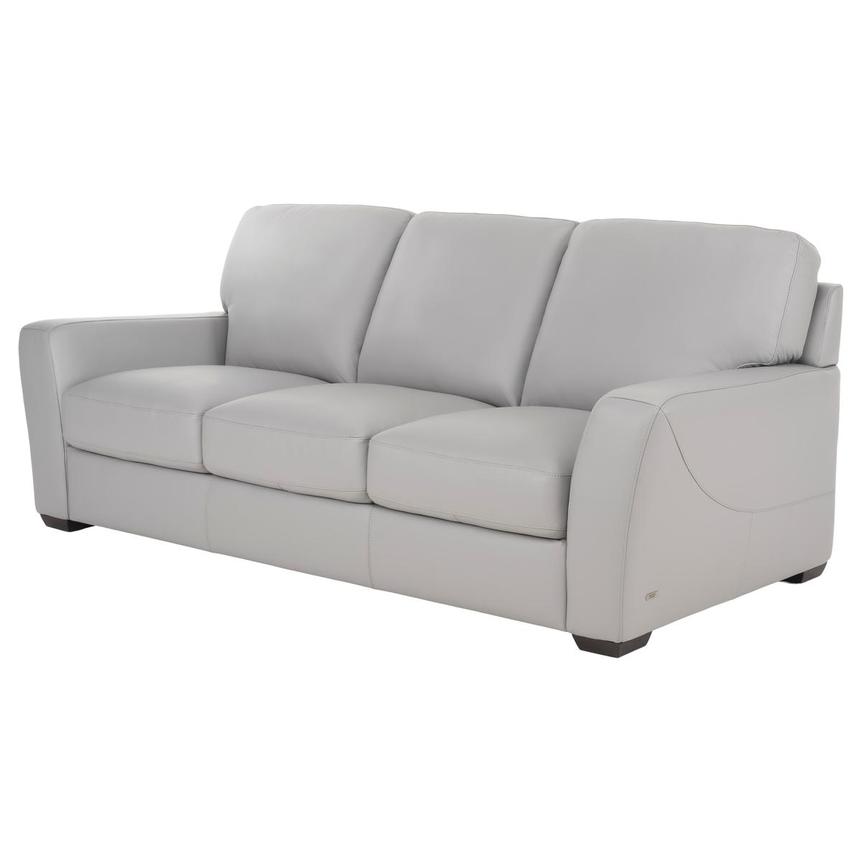 Amadeo Light Gray Leather Sofa by Natuzzi Editions  main image, 1 of 8 images.