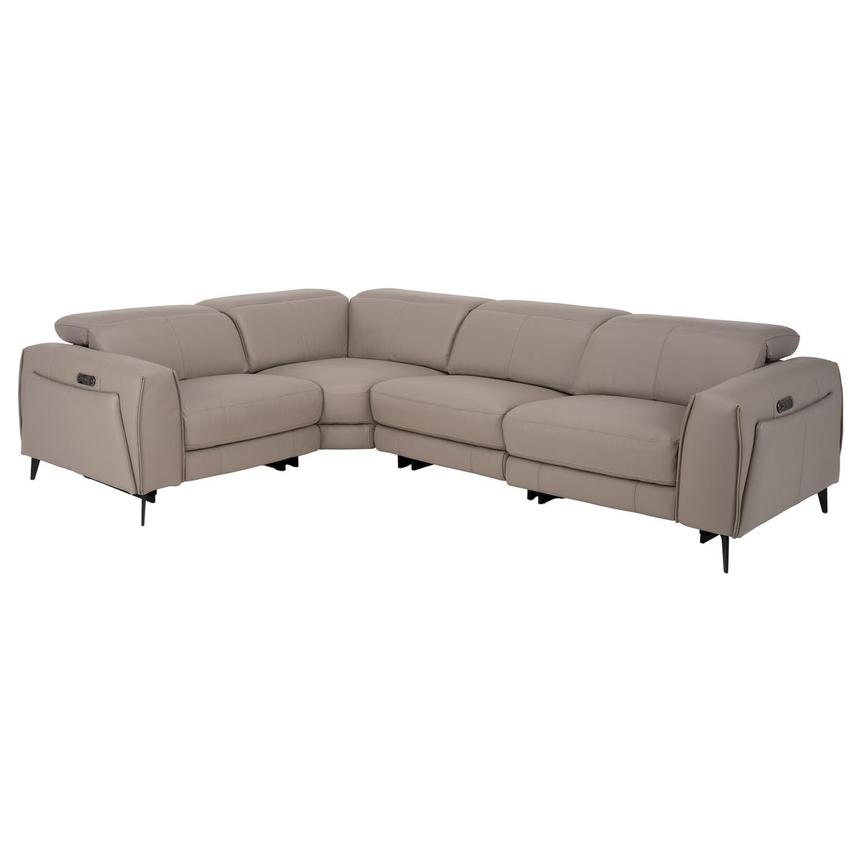 Luke Taupe Leather Power Reclining Sofa with 4PCS/2PWR  main image, 1 of 8 images.
