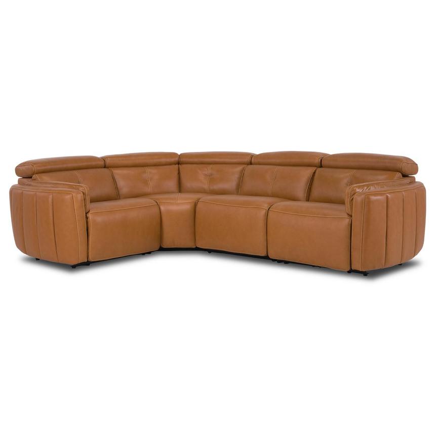 Kamet Tan Leather Power Reclining Sectional with 4PCS/2PWR main image, 1 of 7 images.