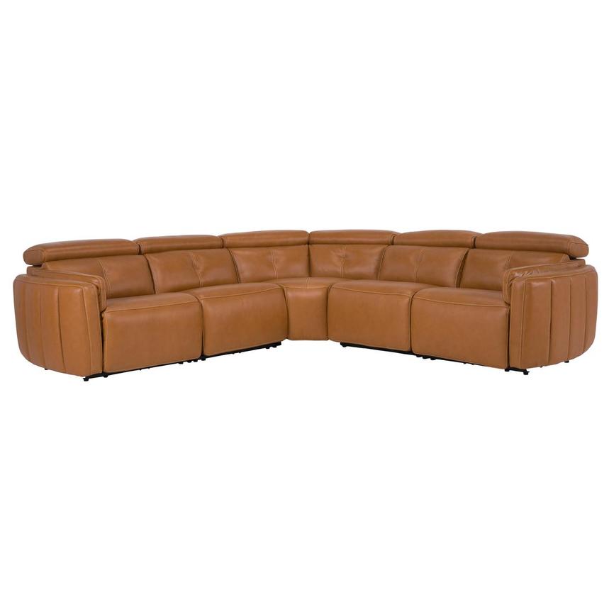 Kamet Tan Leather Power Reclining Sectional with 5PCS/3PWR main image, 1 of 7 images.