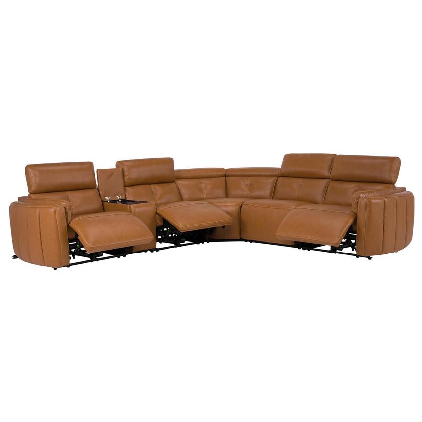 Kamet Tan Leather Power Reclining Sectional with 6PCS/3PWR  alternate image, 3 of 10 images.