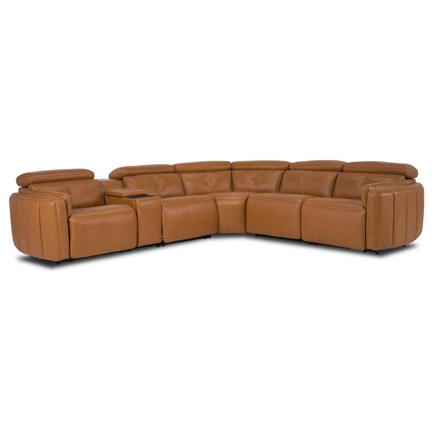 Kamet Tan Leather Power Reclining Sectional with 6PCS/2PWR main image, 1 of 8 images.