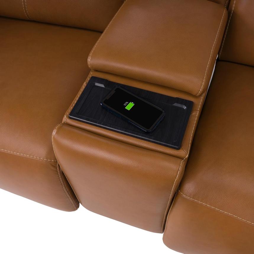 Kamet Tan Leather Power Reclining Sectional with 6PCS/2PWR alternate image, 6 of 8 images.