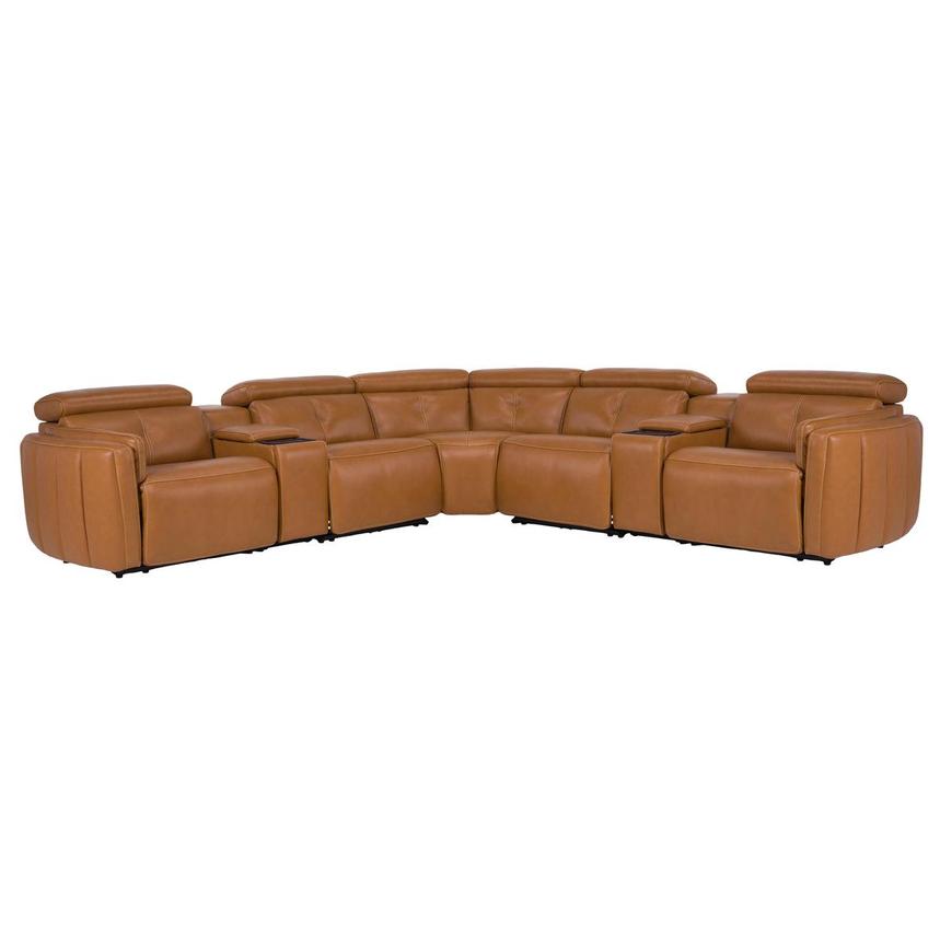Kamet Tan Leather Power Reclining Sectional with 7PCS/3PWR main image, 1 of 8 images.