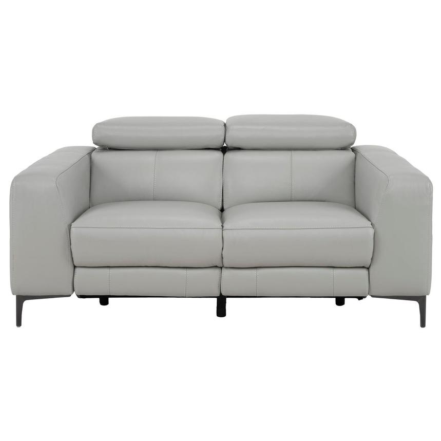 Monroe Silver Leather Power Reclining Loveseat  main image, 1 of 10 images.