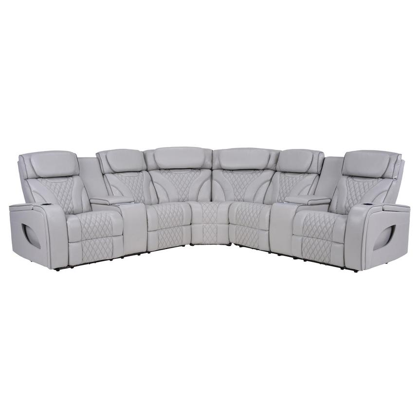 Pummel Gray Leather Corner Sofa alternate image, 2 of 16 images.