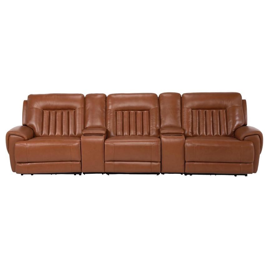 Devin Tan Home Theater Leather Seating with 5PCS/2PWR  main image, 1 of 10 images.