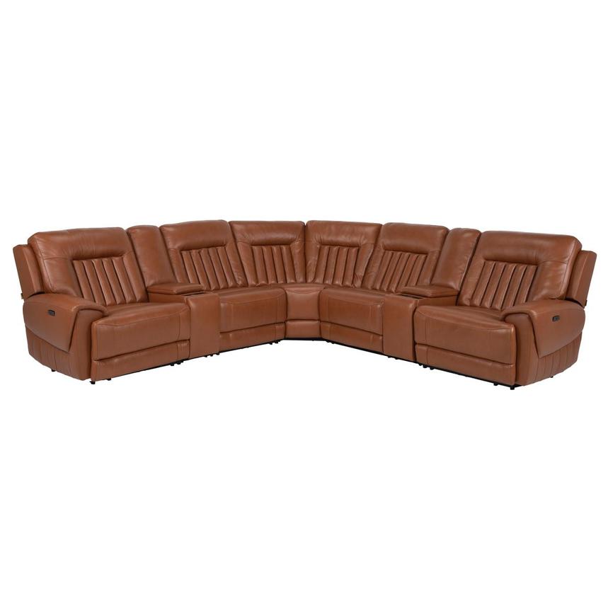 Devin Tan Leather Corner Sofa with 7PCS/3PWR  main image, 1 of 13 images.