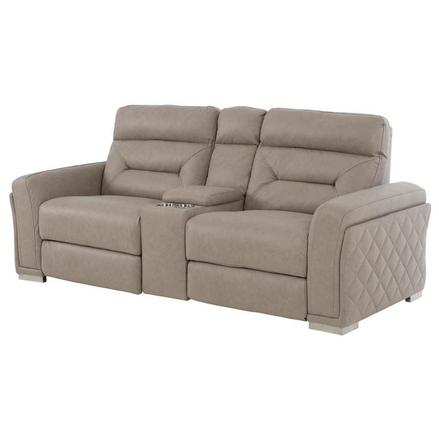 Kim Taupe Power Reclining Sofa w/Console  main image, 1 of 8 images.