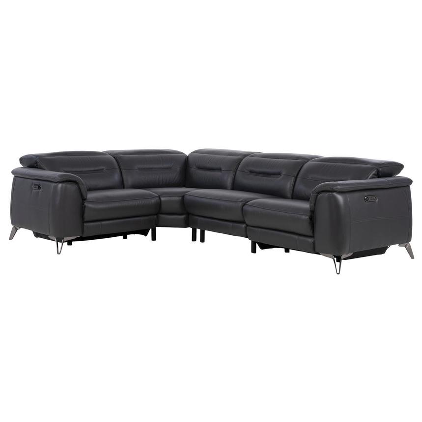 Anabel Gray Leather Power Reclining Sectional with 4PCS/2PWR  main image, 1 of 11 images.