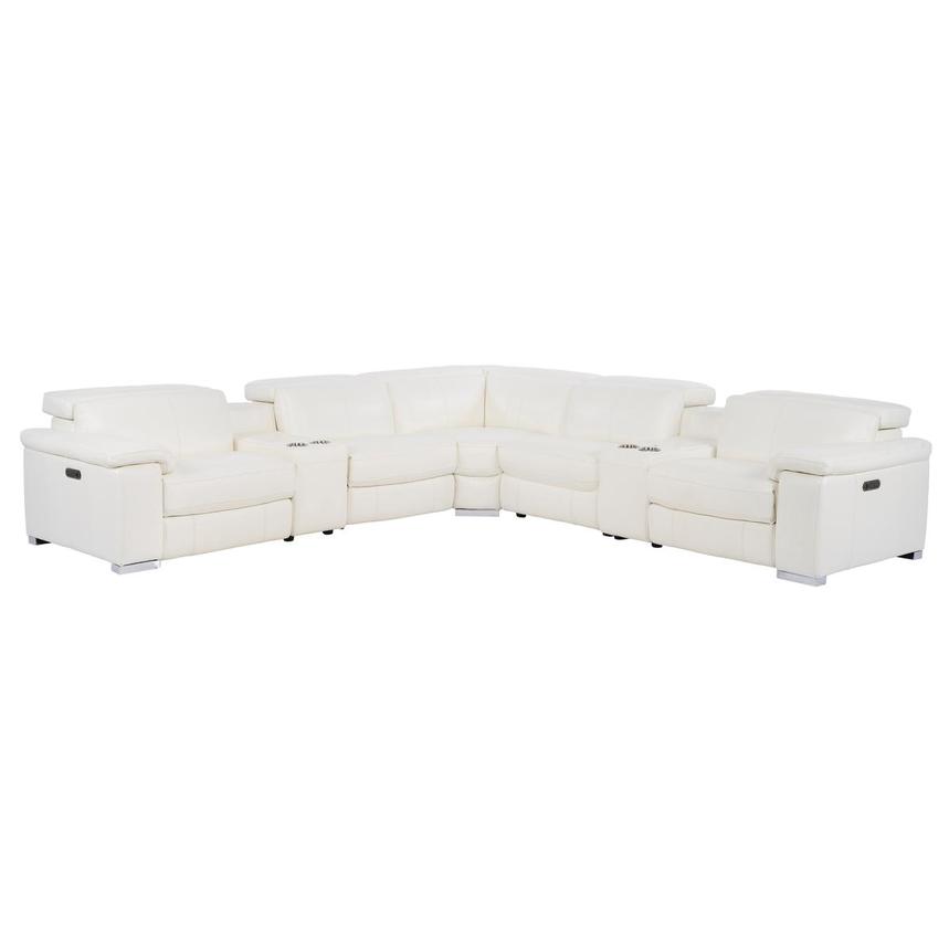 Charlie White Leather Power Reclining Sectional with 7PCS/3PWR main image, 1 of 12 images.