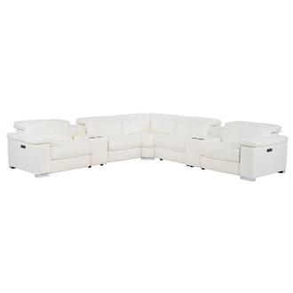 Charlie White Leather Power Reclining Sectional with 5PCS
