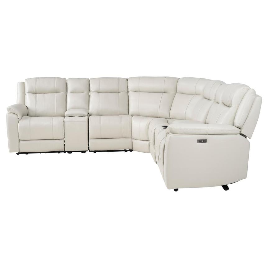 Samuel Light Gray Leather Power Reclining Sectional with 7PCS/3PWR  alternate image, 4 of 11 images.