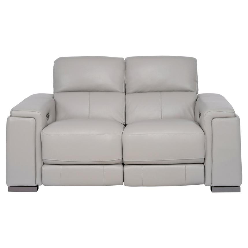 Charlette Silver Leather Power Reclining Loveseat  main image, 1 of 12 images.