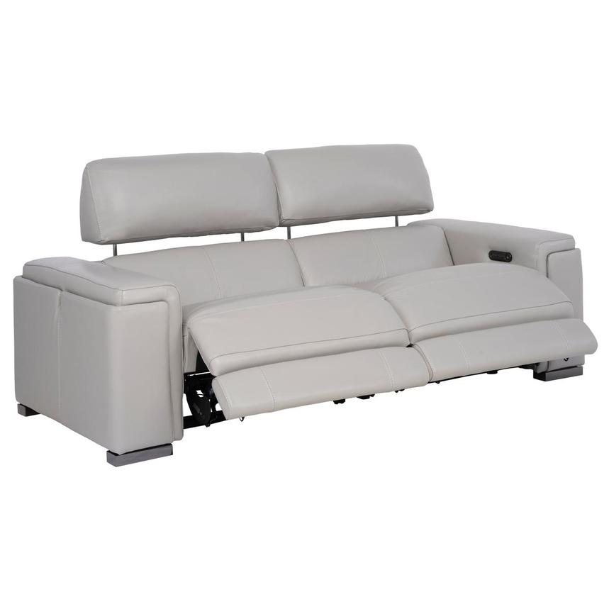 Charlette Silver Leather Power Reclining Sofa alternate image, 4 of 13 images.