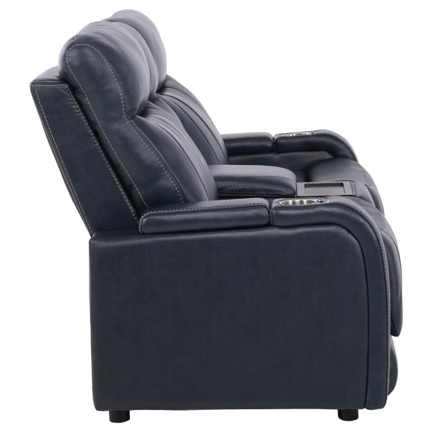 Neptune Blue Leather Power Reclining Sofa w/Console alternate image, 4 of 16 images.