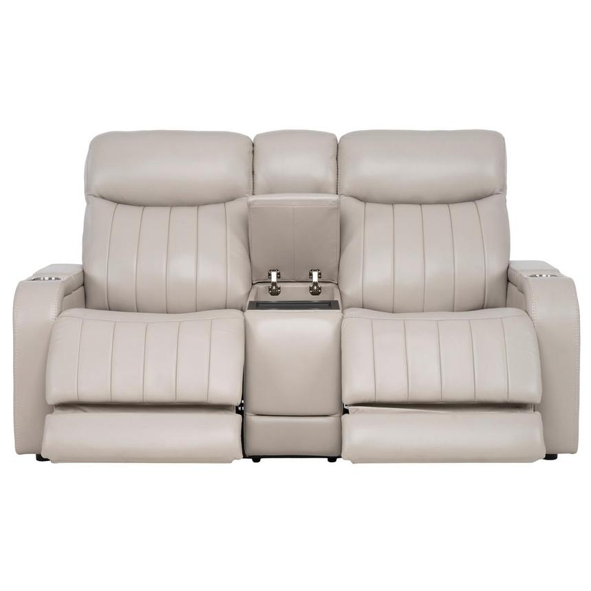 Neptune Gray Leather Power Reclining Sofa w/Console alternate image, 3 of 17 images.