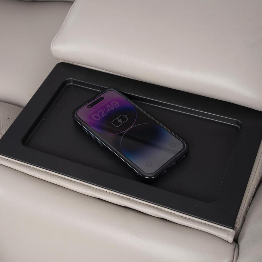 Neptune Gray Leather Power Reclining Sofa w/Console alternate image, 13 of 17 images.