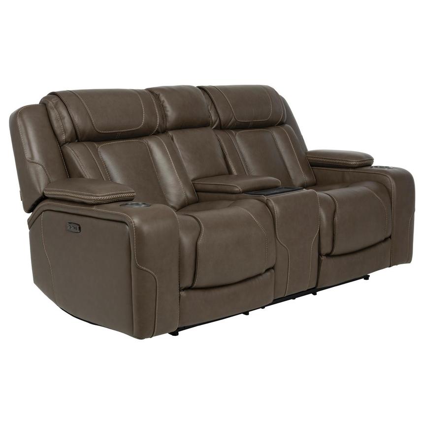 Aston Leather Power Reclining Sofa w/Console  alternate image, 3 of 14 images.