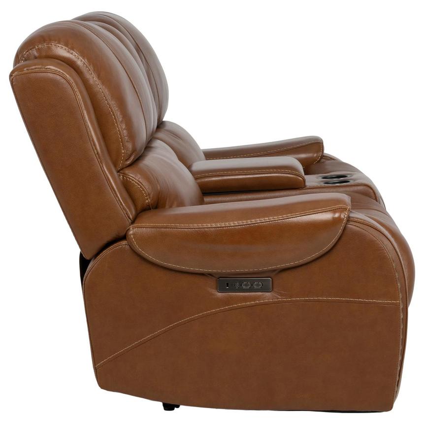 Durham Tan Leather Power Reclining Sofa w/Console alternate image, 4 of 13 images.