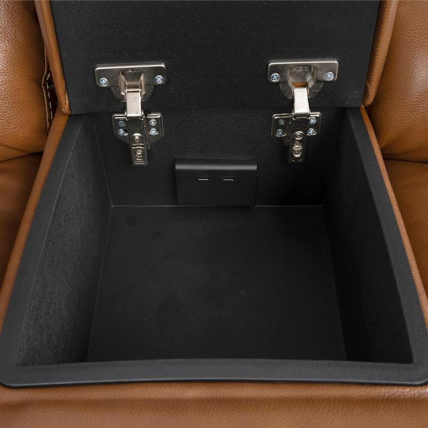 Durham Tan Leather Power Reclining Sofa w/Console alternate image, 9 of 13 images.