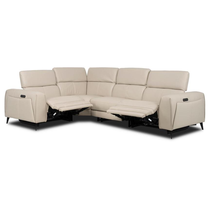 Luke 2.0 Taupe Leather Power Reclining Sectional with 4PCS/2PWR alternate image, 2 of 9 images.