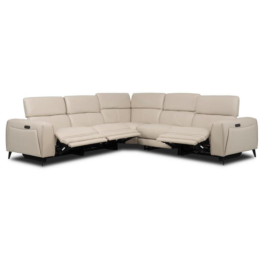 Luke 2.0 Taupe Leather Power Reclining Sectional with 5PCS/3PWR alternate image, 2 of 9 images.
