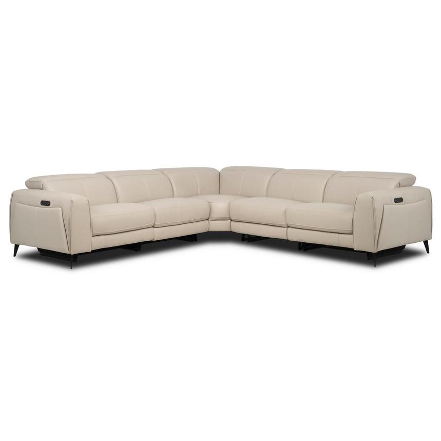 Luke 2.0 Taupe Leather Power Reclining Sectional with 5PCS/3PWR  main image, 1 of 9 images.