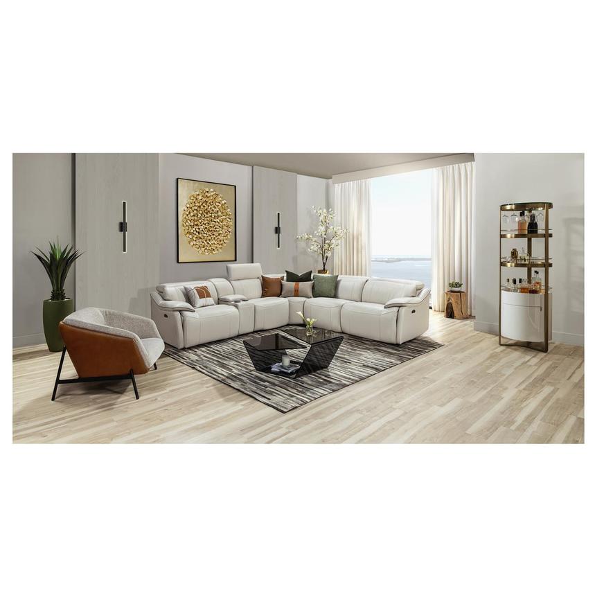 Austin Light Gray Leather Power Reclining Sectional with 6PCS/3PWR  alternate image, 2 of 11 images.