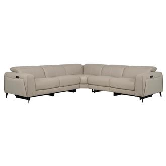 Luke 2.0 Taupe Leather Power Reclining Sectional with 5PCS/2PWR