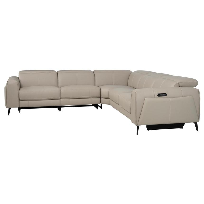 Luke 2.0 Taupe Leather Power Reclining Sectional with 5PCS/2PWR  alternate image, 3 of 8 images.