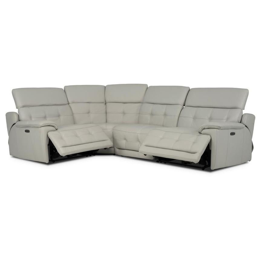 Graystone Gray Leather Power Reclining Sectional with 4PCS/2PWR  alternate image, 2 of 9 images.
