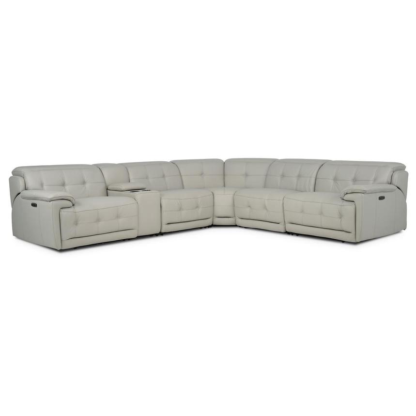 Graystone Gray Leather Power Reclining Sectional with 6PCS/3PWR  main image, 1 of 12 images.