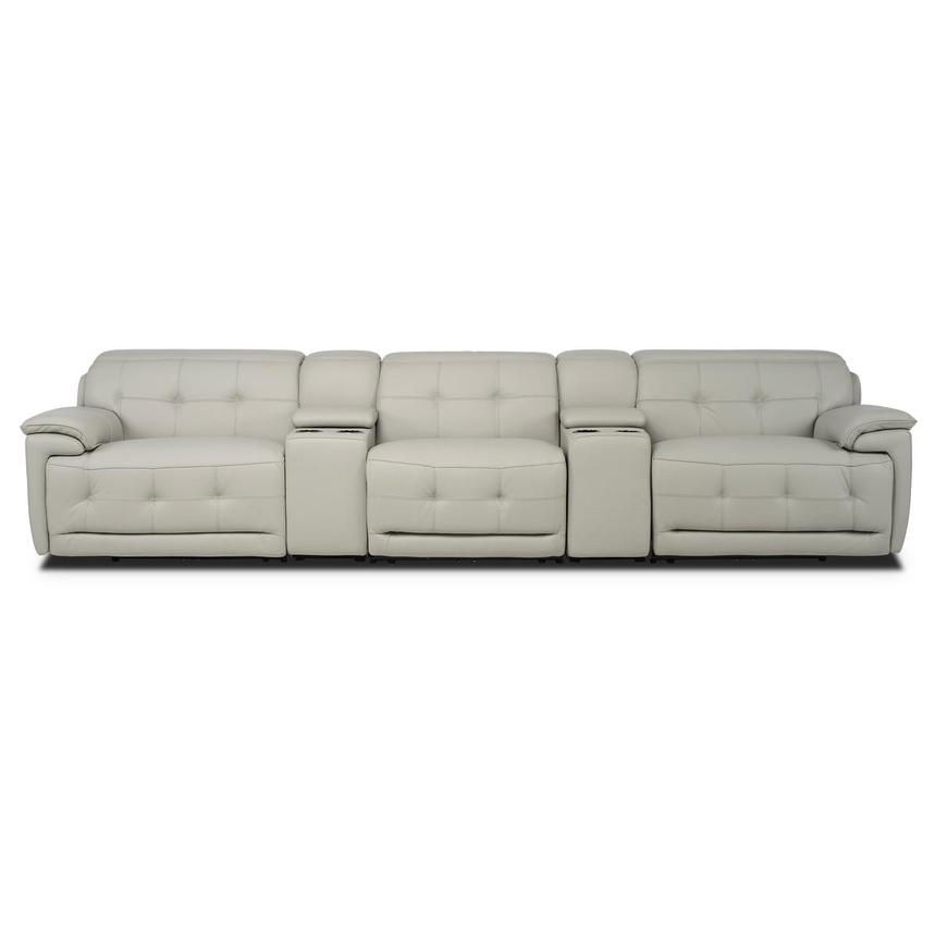 Graystone Gray Home Theater Leather Seating with 5PCS/2PWR  main image, 1 of 11 images.
