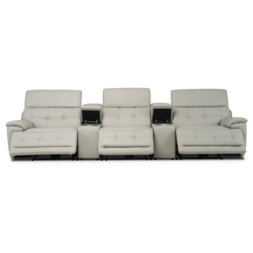 Graystone Gray Home Theater Leather Seating with 5PCS/3PWR alternate image, 2 of 11 images.