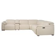 Cordova Cream Leather Power Reclining Sectional with 6PCS/3PWR  alternate image, 3 of 13 images.