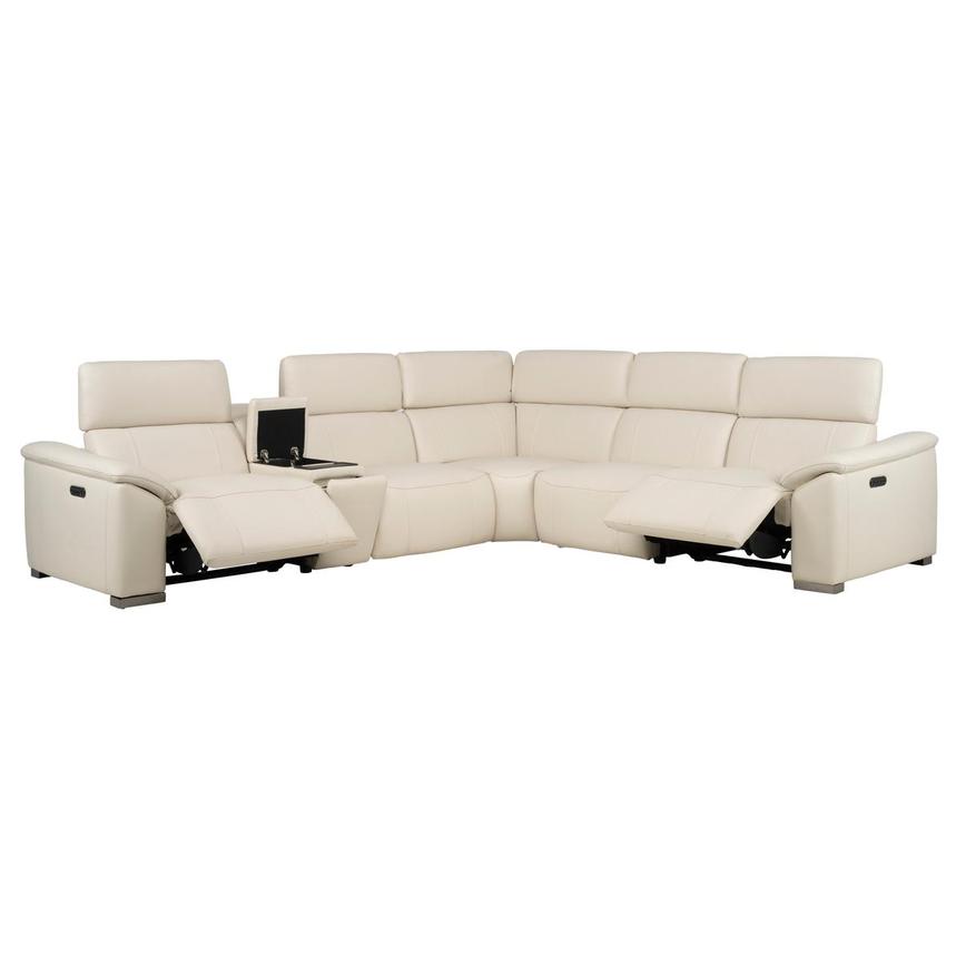 Cordova Cream Leather Power Reclining Sectional with 6PCS/2PWR alternate image, 2 of 13 images.