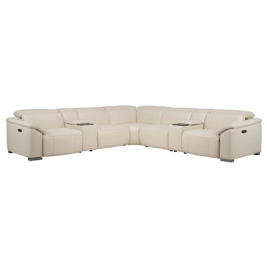 Cordova Cream Leather Power Reclining Sectional with 7PCS/3PWR  main image, 1 of 14 images.