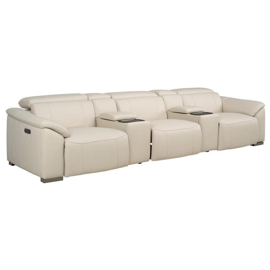 Cordova Cream Home Theater Leather Seating with 5PCS/2PWR  alternate image, 3 of 12 images.