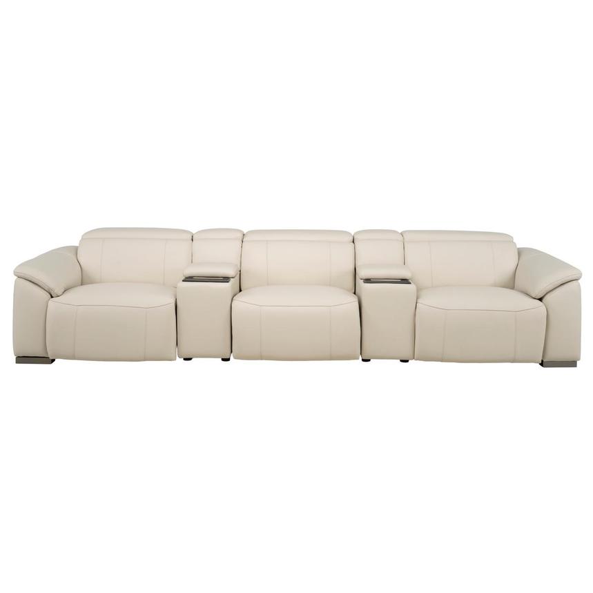 Cordova Cream Home Theater Leather Seating with 5PCS/3PWR  alternate image, 2 of 13 images.