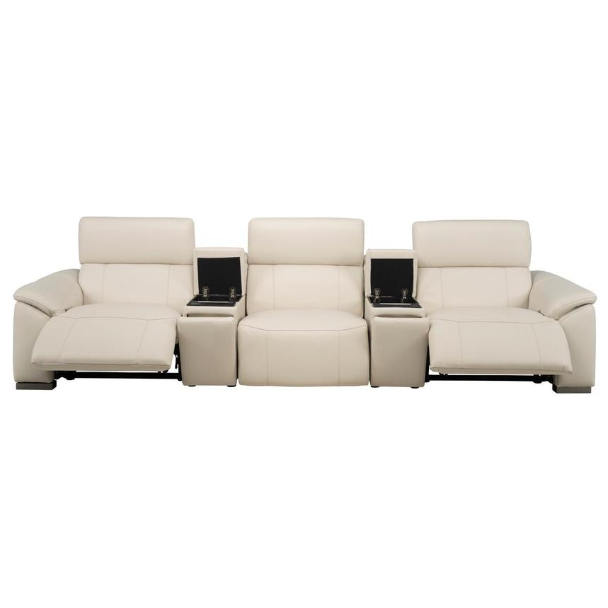 Cordova Cream Home Theater Leather Seating with 5PCS/2PWR alternate image, 4 of 12 images.