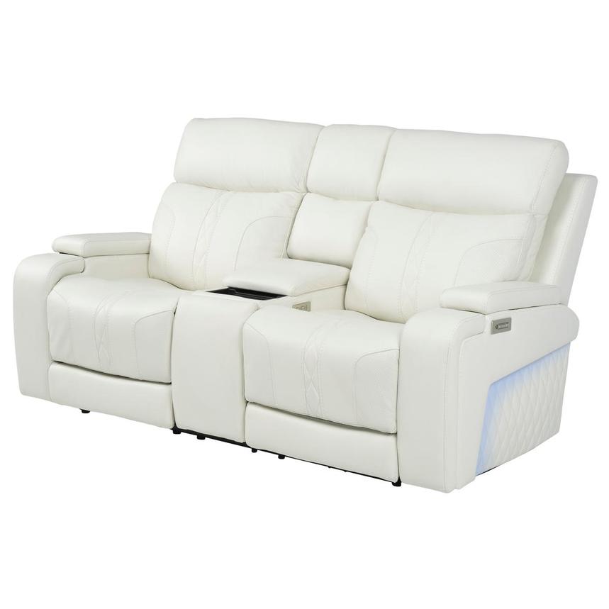 Zeus Leather Power Reclining Sofa w/Console main image, 1 of 17 images.
