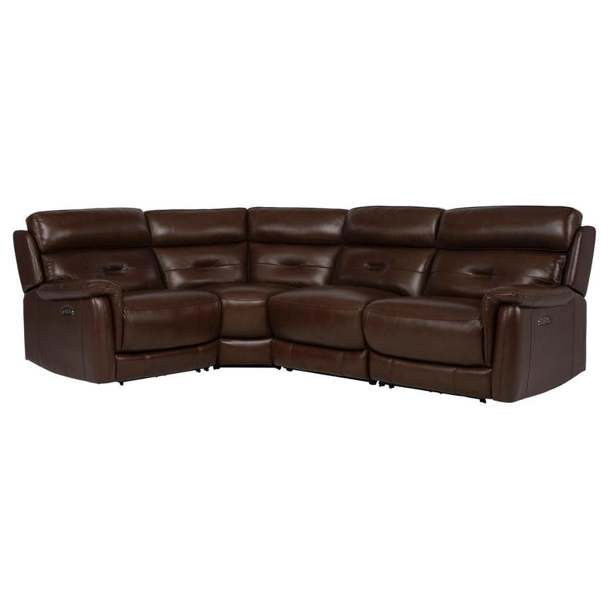 Naya Brown Leather Power Reclining Sectional with 4PCS/2PWR