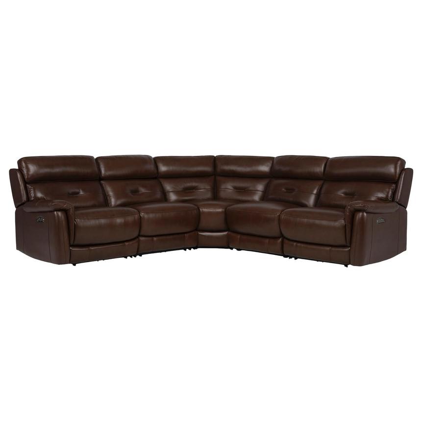 Naya Brown Leather Power Reclining Sectional with 5PCS/2PWR  main image, 1 of 11 images.