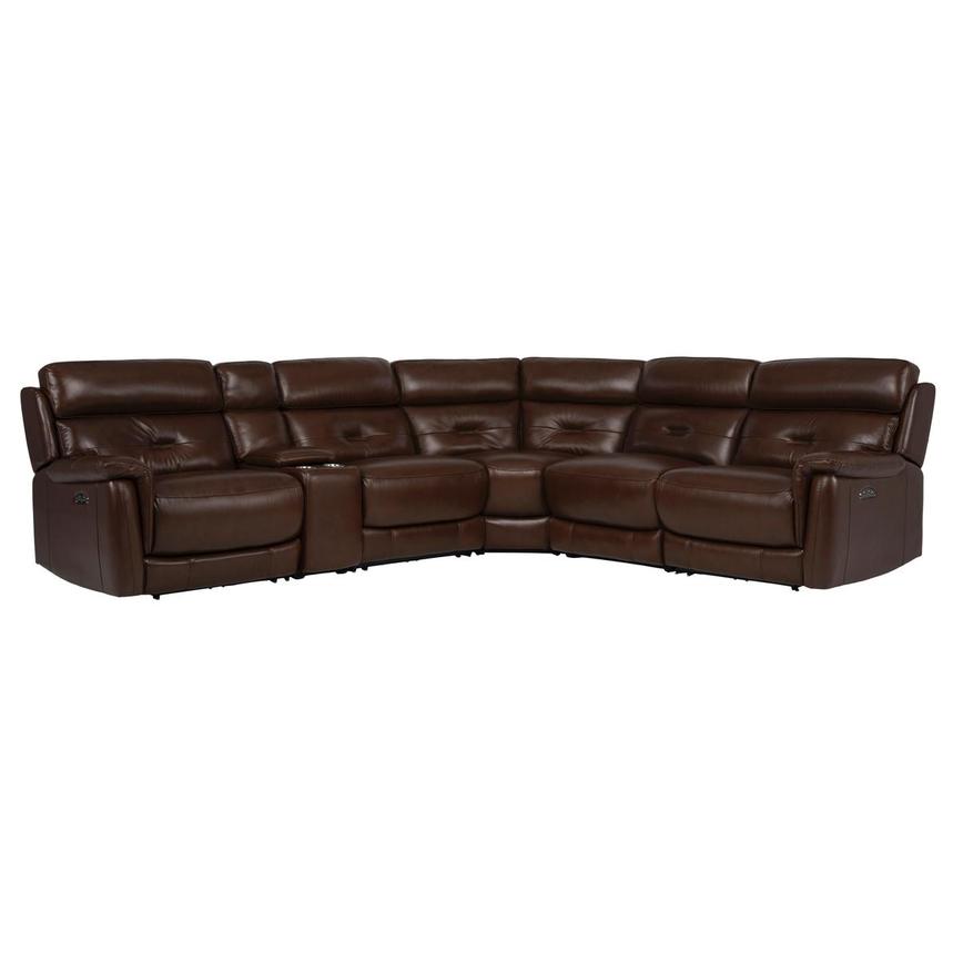 Naya Brown Leather Power Reclining Sectional with 6PCS/3PWR  main image, 1 of 11 images.