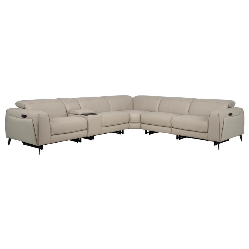 Luke 2.0 Taupe Leather Power Reclining Sectional with 6PCS/3PWR