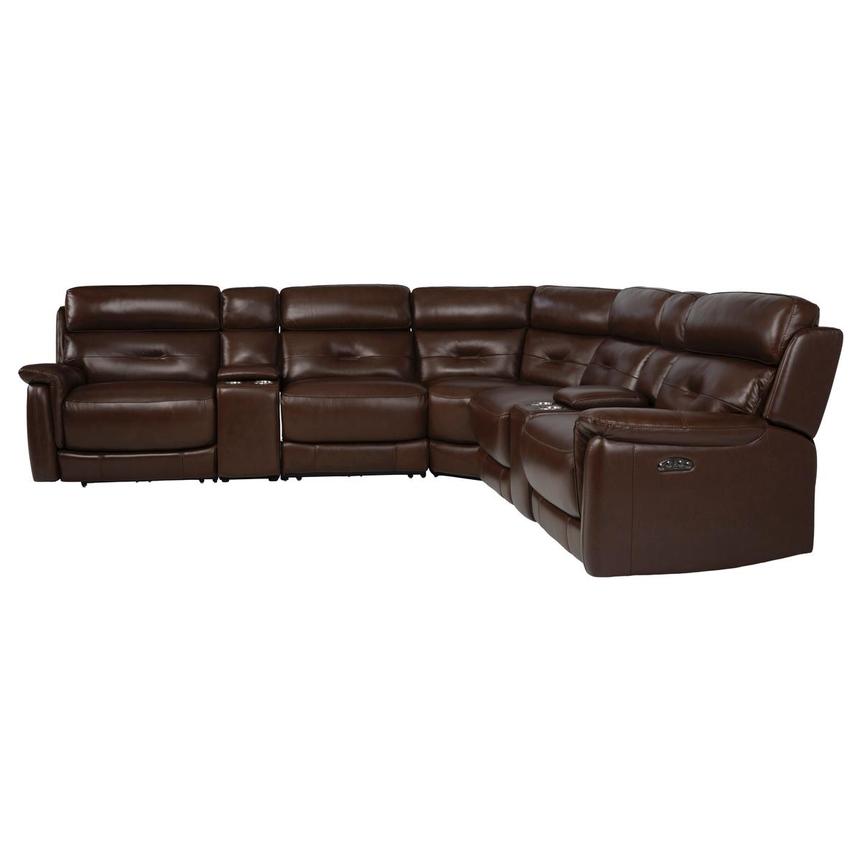 Naya Brown Leather Power Reclining Sectional with 7PCS/3PWR  alternate image, 3 of 11 images.